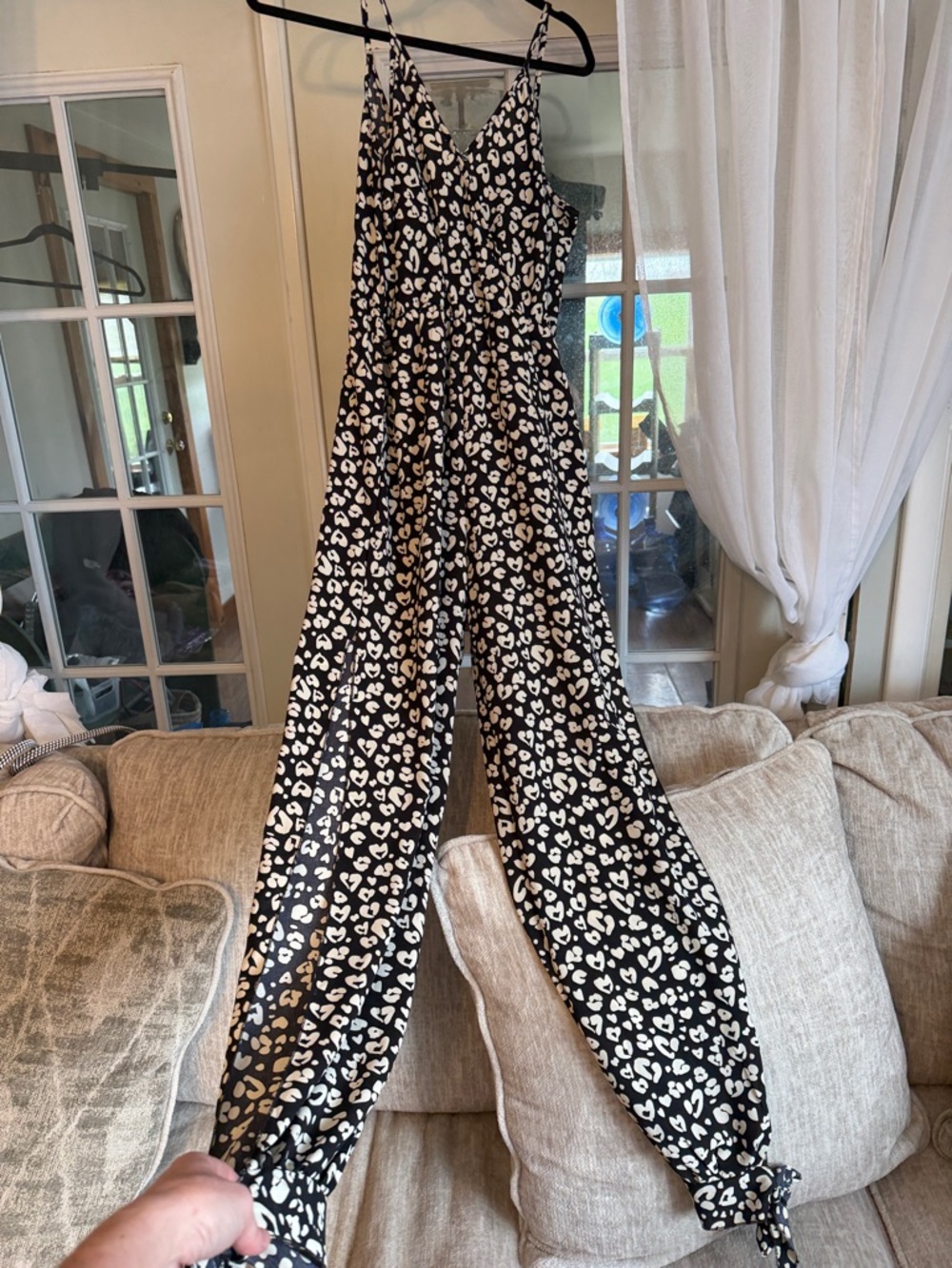 Black & White Heart-Print Jumpsuit